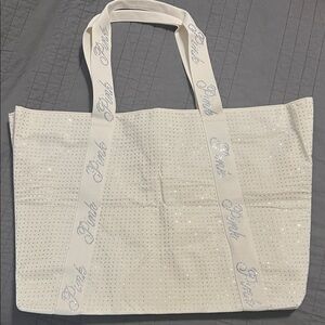 PINK Victoria's Secret Bling White Tote NWT
